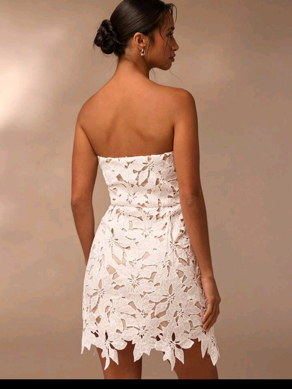 Elegant Women White Floral Summer Weddimg Guest Dress,Water-Soluble 3D Flower - Picture 2 of 6